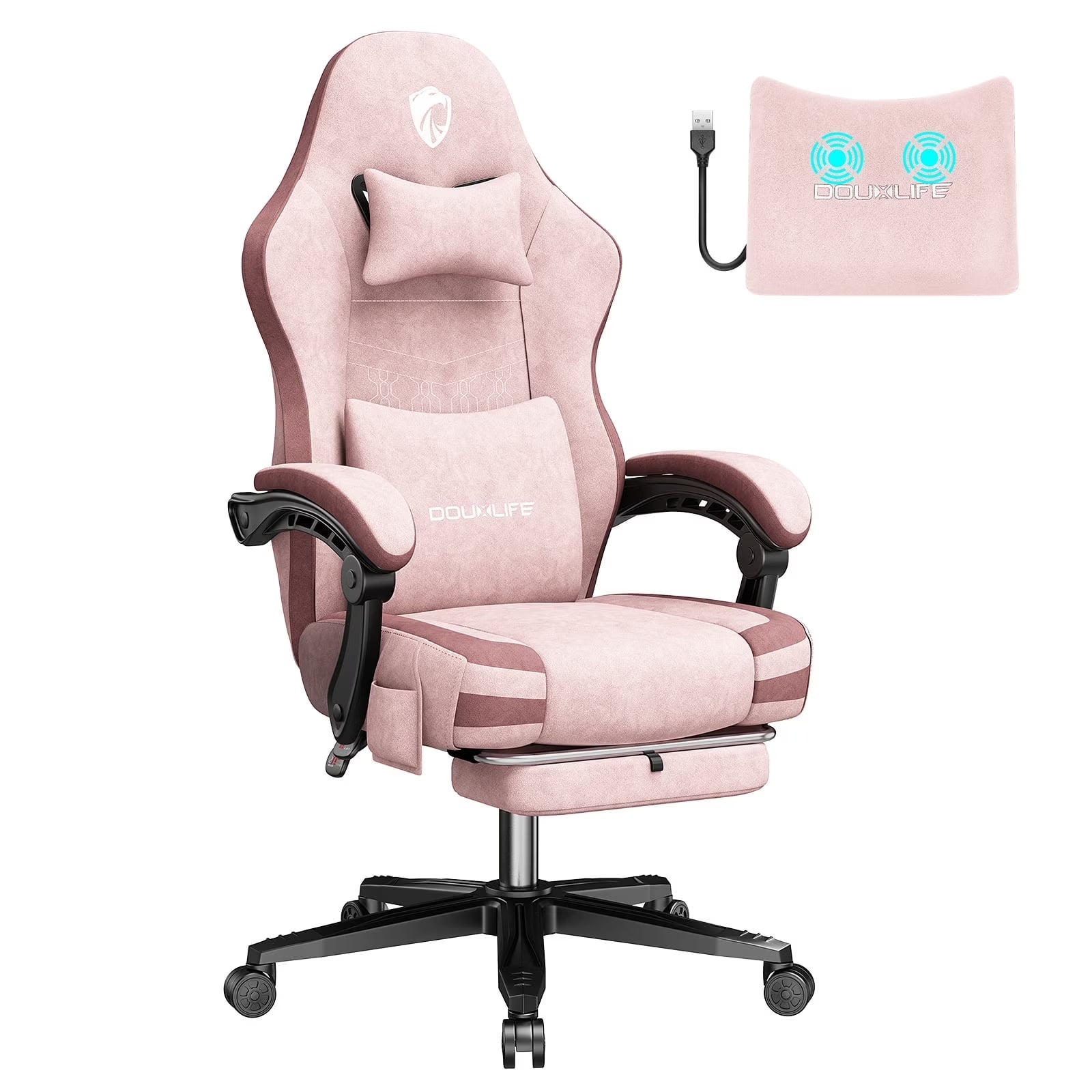 Gaming Chairs, Heavy Duty Extra Large Gaming Chairs with Footrest and Breathable Fabric,Ergonomic Computer Chairs Office Chairs with 350LBS Load Bearing,Pink