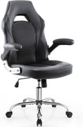 Ergonomic Racing Style Gaming Chair in Bonded Leather with Adjustable Height and Flip-Up Arms for Adults, Teens, and Kids