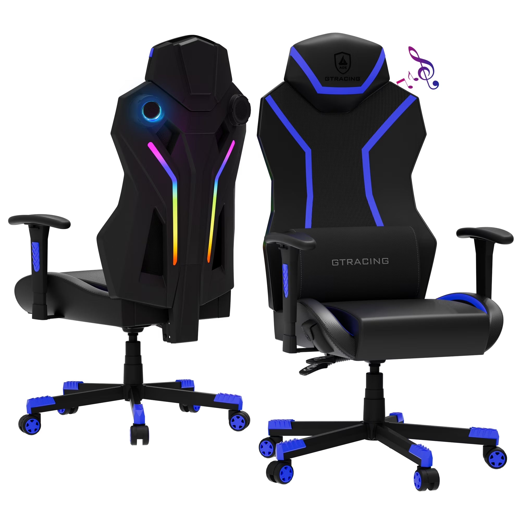 LUFT-600 Gaming Chair with Bluetooth Speakers and LED Lighting, Blue