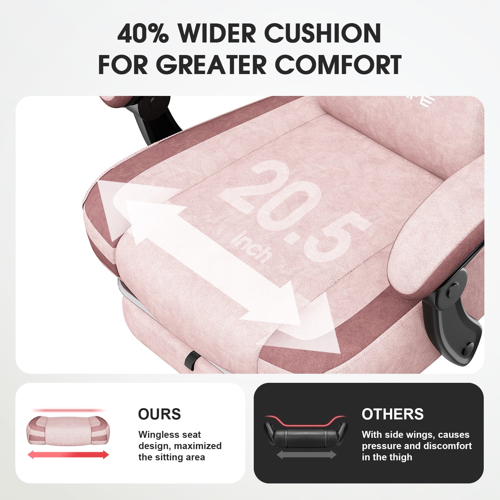 Gaming Chairs, Heavy Duty Extra Large Gaming Chairs with Footrest and Breathable Fabric,Ergonomic Computer Chairs Office Chairs with 350LBS Load Bearing,Pink