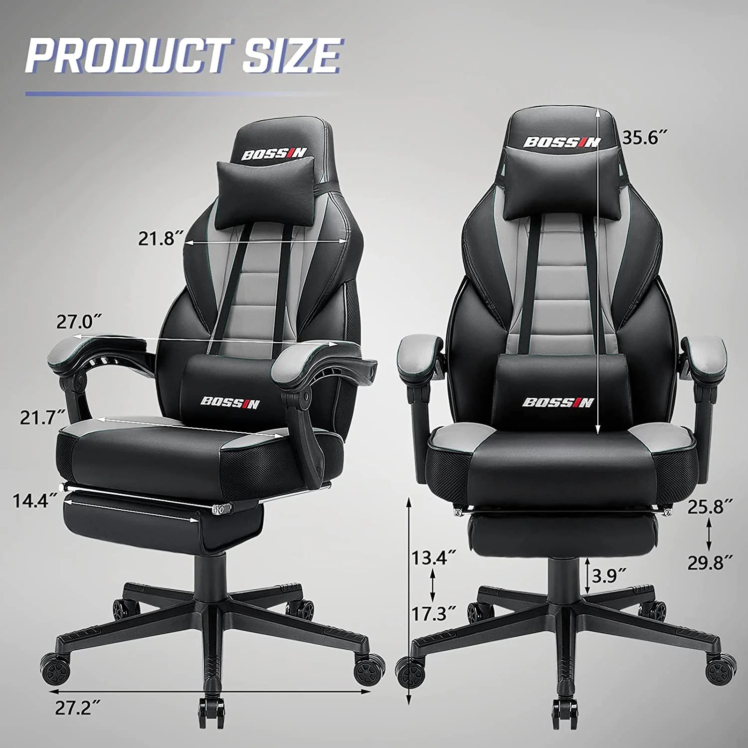 Gaming Chairs with Footrest,Massage Leather Game Chair for Adults,Big and Tall Gamer Chair with Headrest and Lumbar Support