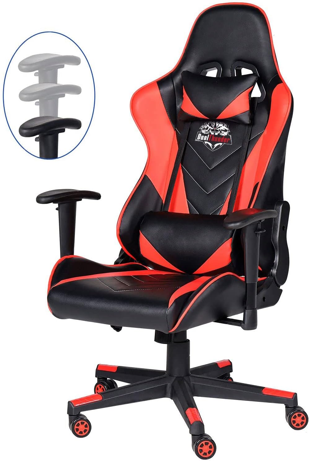Ergonomic Gaming Chair with 400 lb Weight Capacity, Office Computer Chair Featuring Headrest and Lumbar Support, Reclining Racing Style with Adjustable Armrests, Red