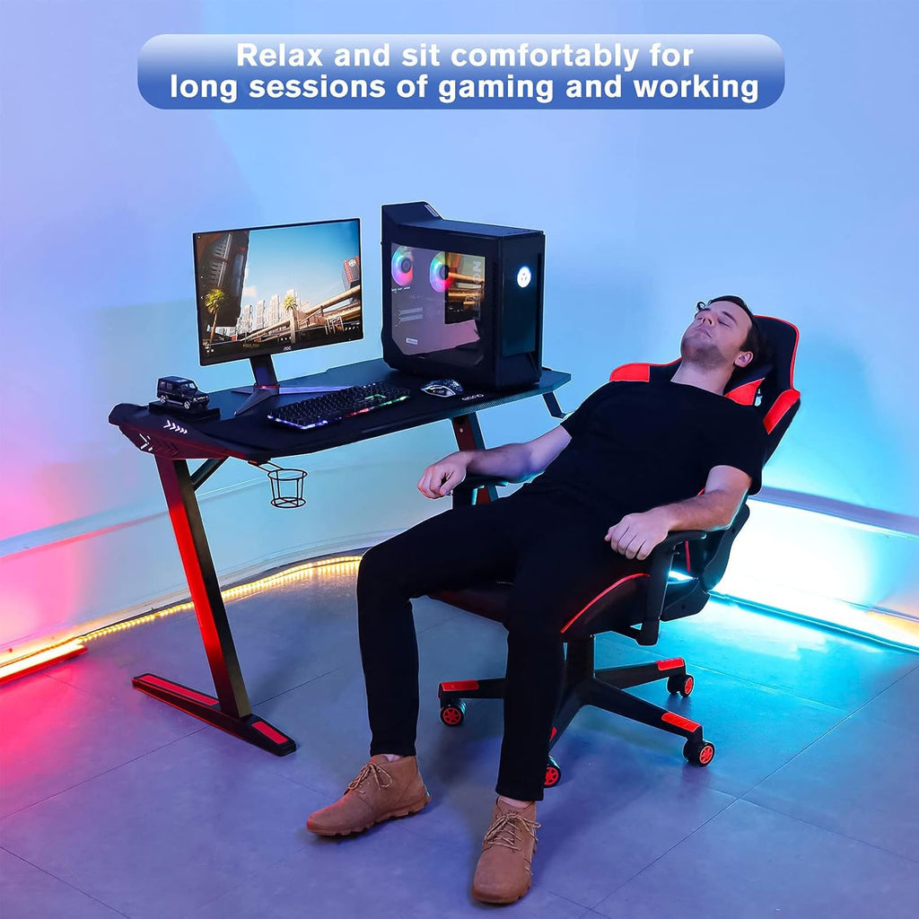 Ergonomic Gaming Chair with 400 lb Weight Capacity, Office Computer Chair Featuring Headrest and Lumbar Support, Reclining Racing Style with Adjustable Armrests, Red