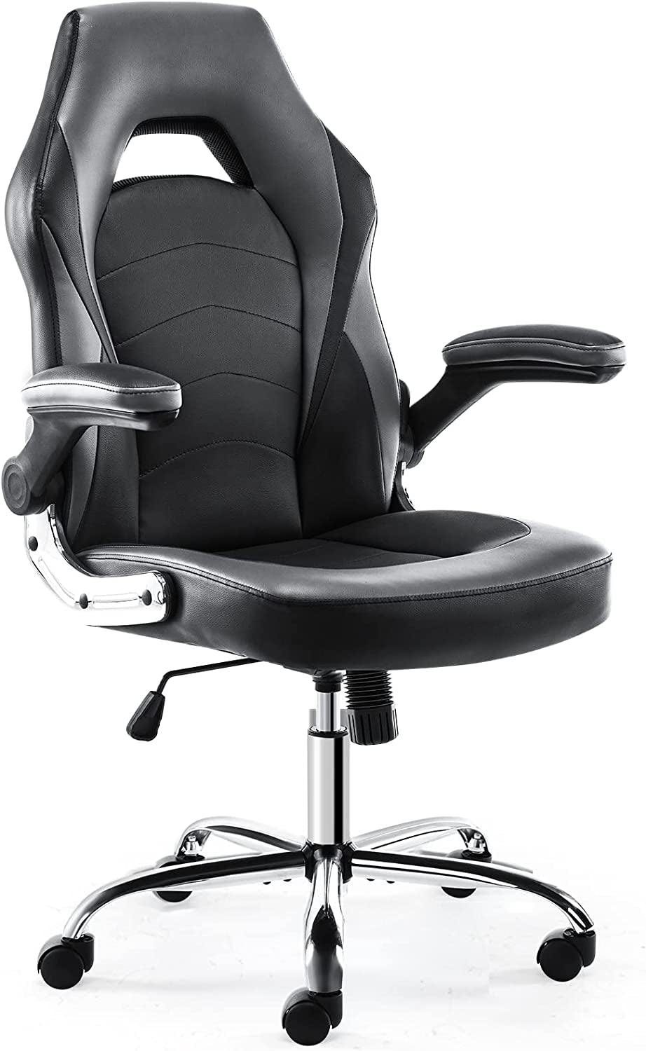 Ergonomic Gaming and Office Chair with Adjustable Height, Flip-Up Armrests, and Lumbar Support in PU Leather