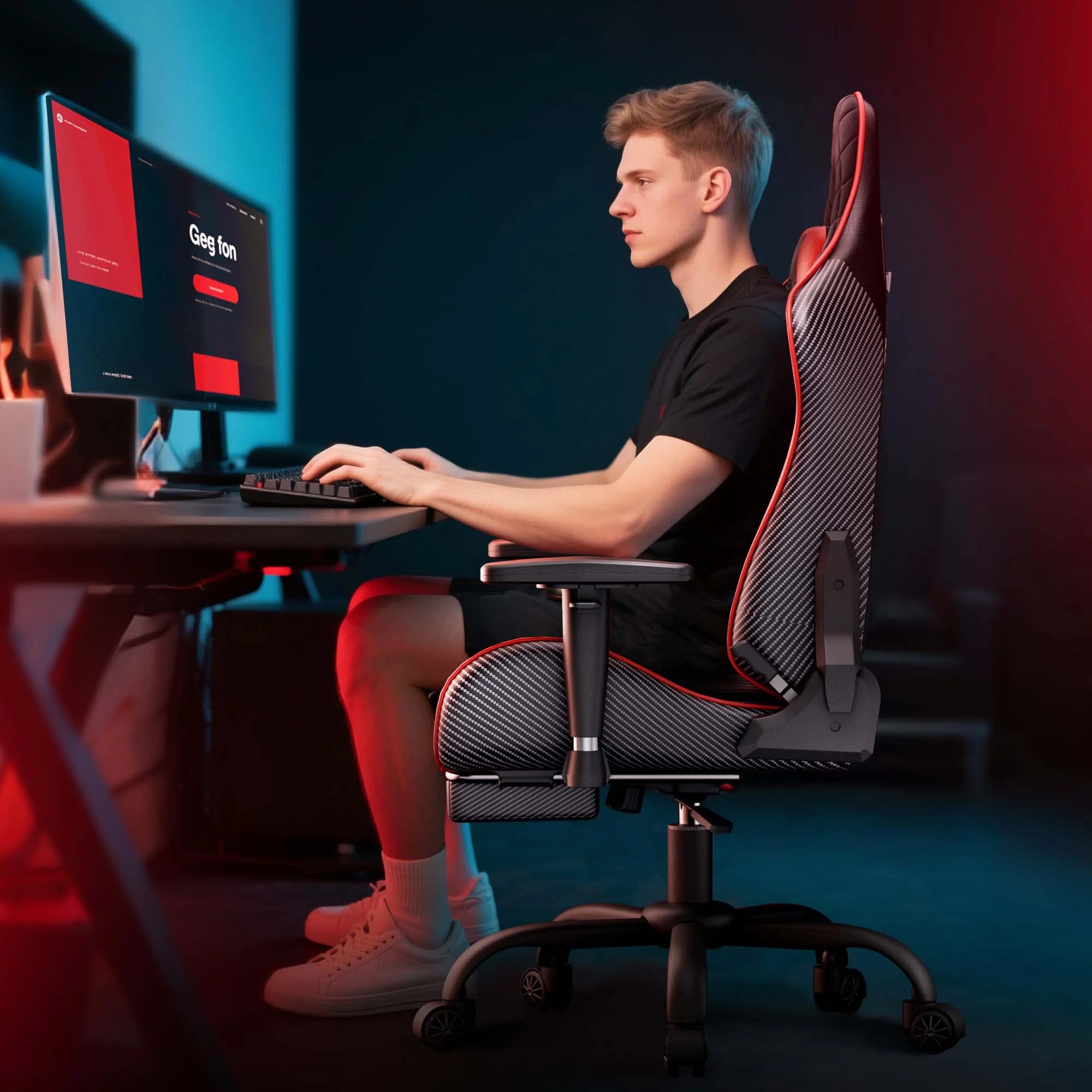 Gcpro-10 Gaming Chair, Big and Tall Video Game Chair with Footrest, High Back Ergonomic Computer Desk Chair Height Adjustable with Headrest and Lumbar Support