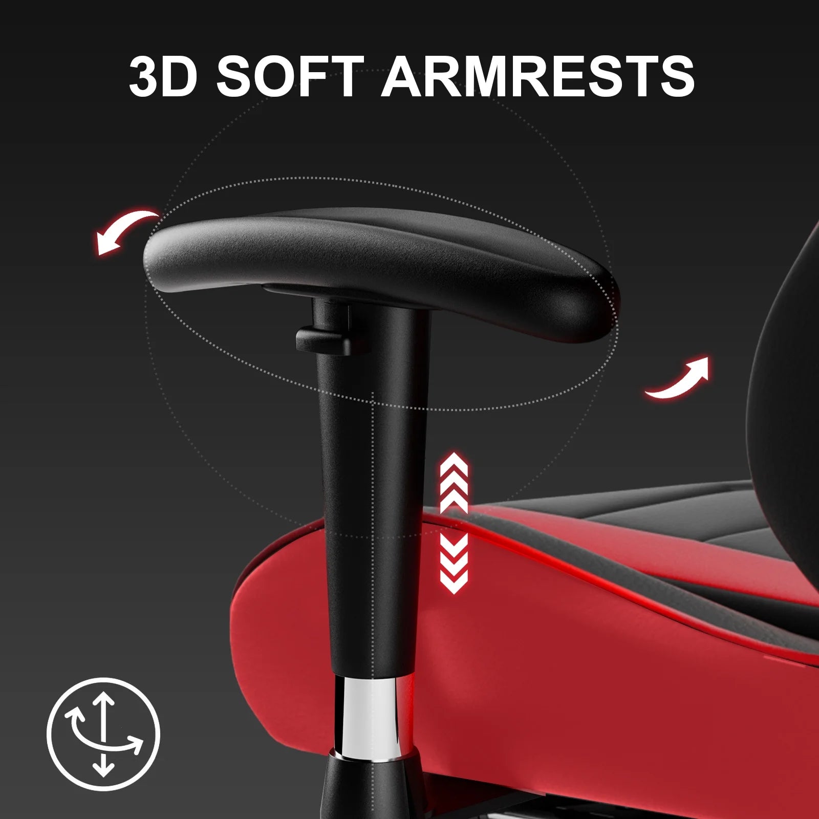 Gaming Chair, Ergonomic Office Desk Chair with Lumbar Support, PU Leather, Footrest & Adjustable Headrest, Red