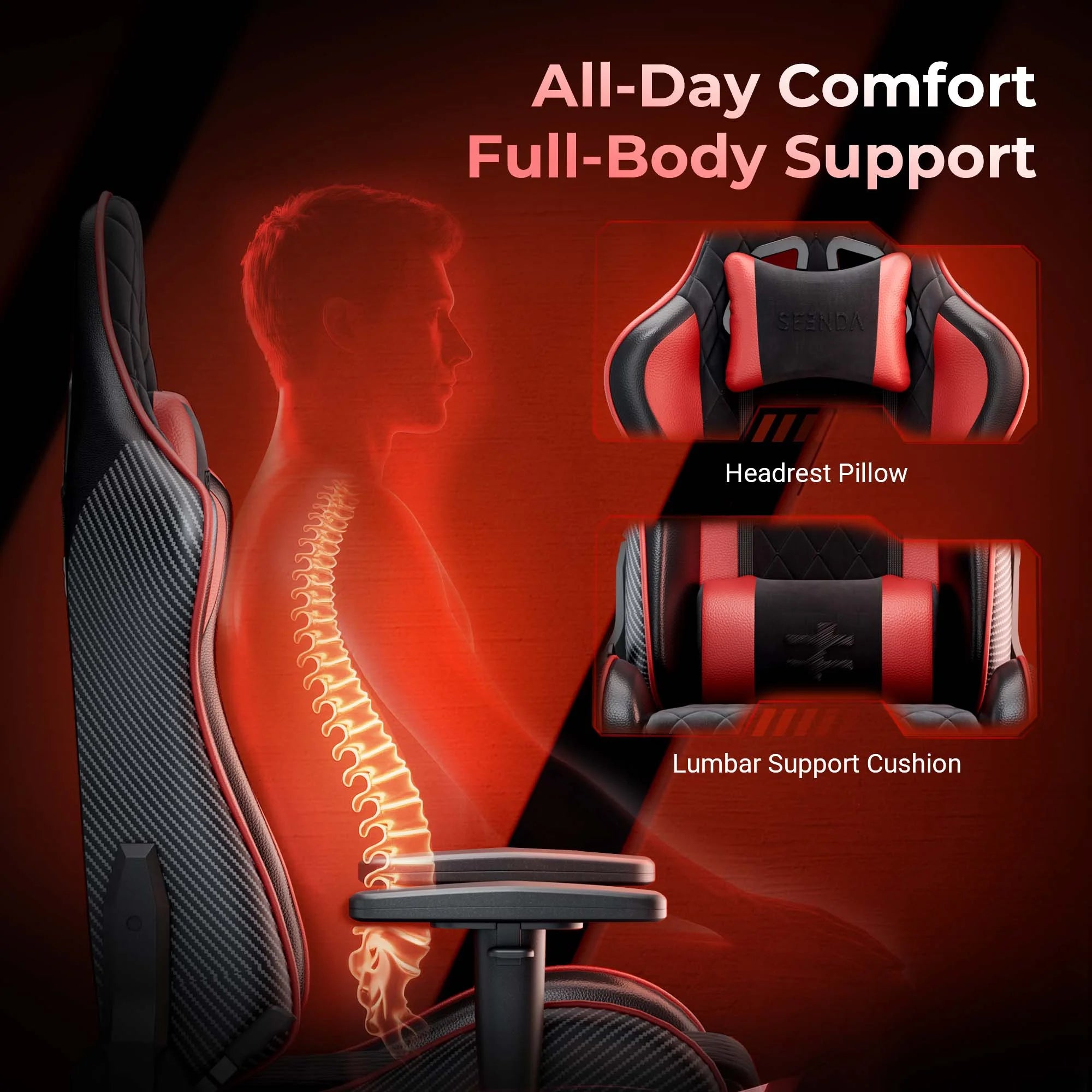 Gcpro-10 Gaming Chair, Big and Tall Video Game Chair with Footrest, High Back Ergonomic Computer Desk Chair Height Adjustable with Headrest and Lumbar Support