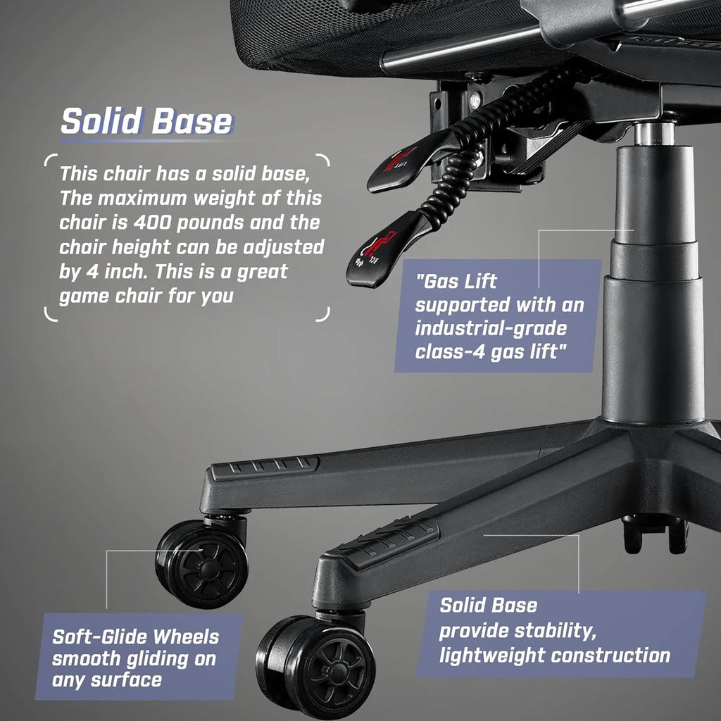 Gaming Chairs with Footrest,Massage Leather Game Chair for Adults,Big and Tall Gamer Chair with Headrest and Lumbar Support