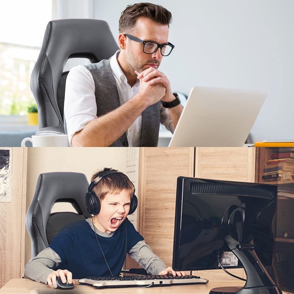 Ergonomic Racing Style Gaming Chair in Bonded Leather with Adjustable Height and Flip-Up Arms for Adults, Teens, and Kids